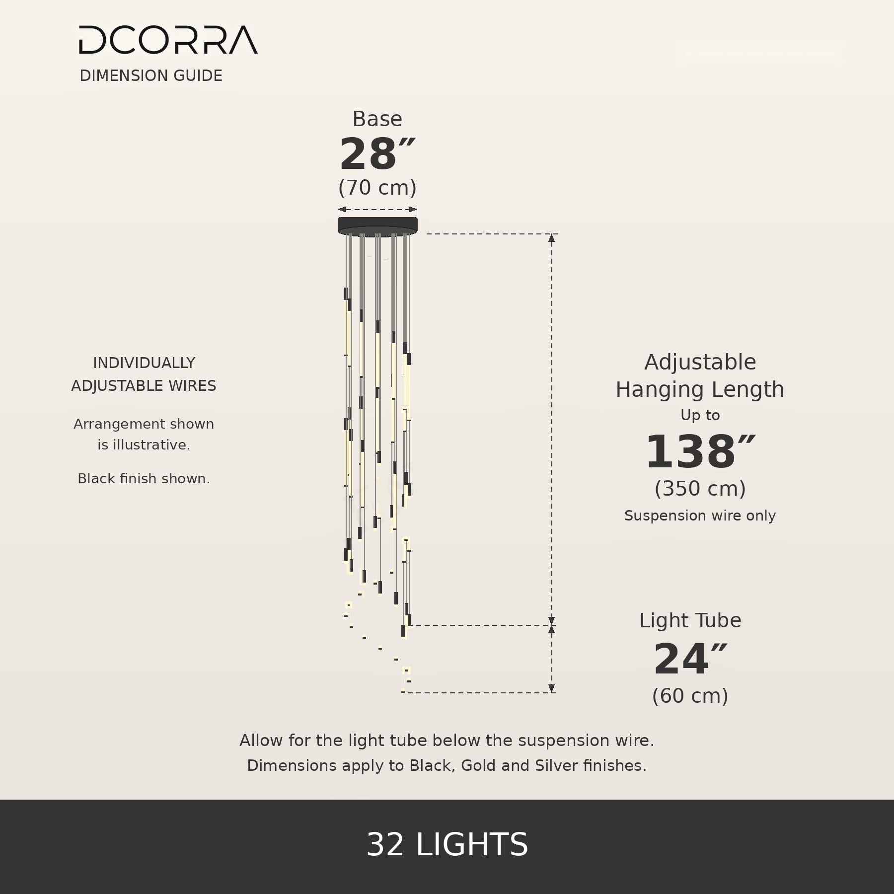 Illuminated Tube Cascade Staircase Chandelier - 32 Lights