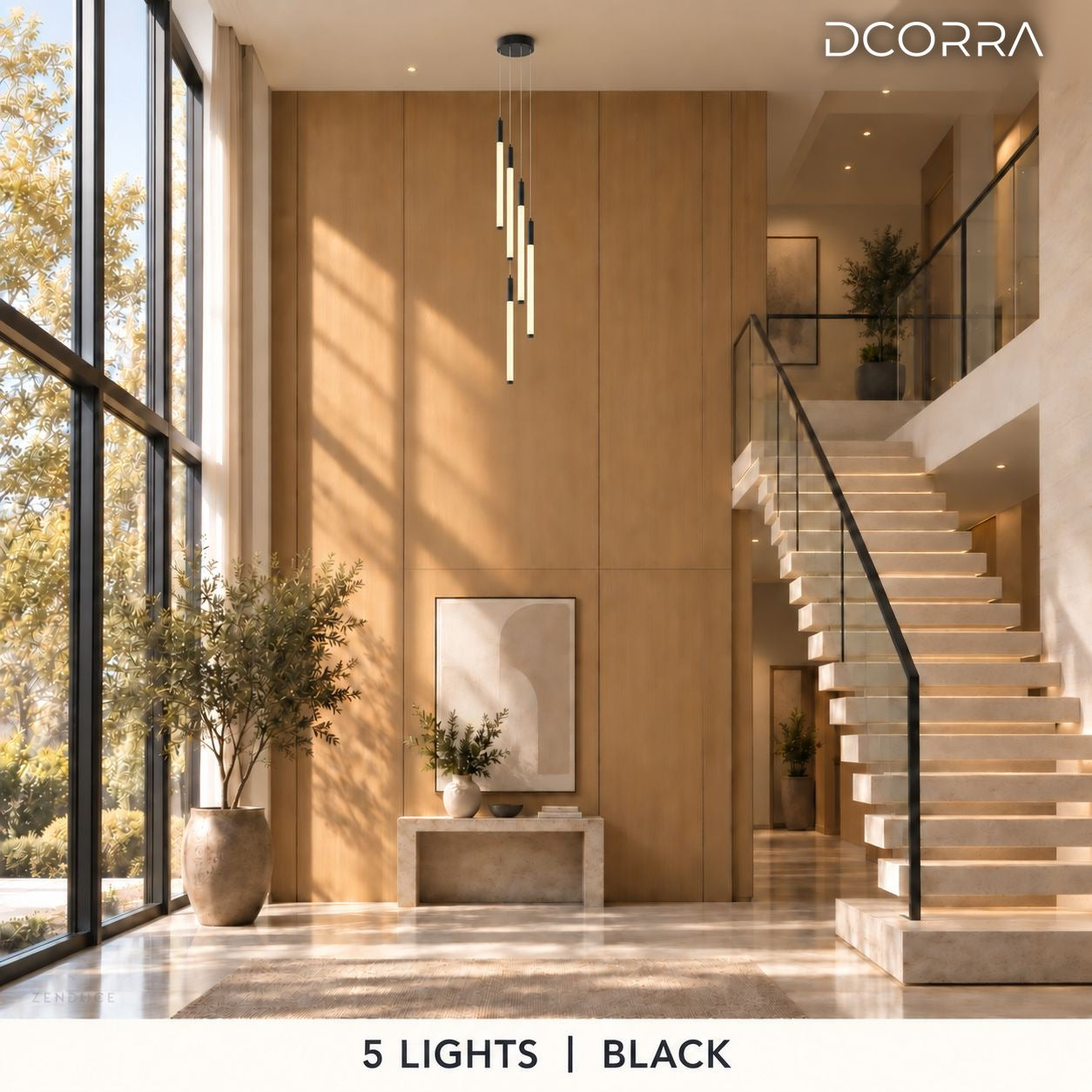 Illuminated Tube Cascade Staircase Chandelier - view 10