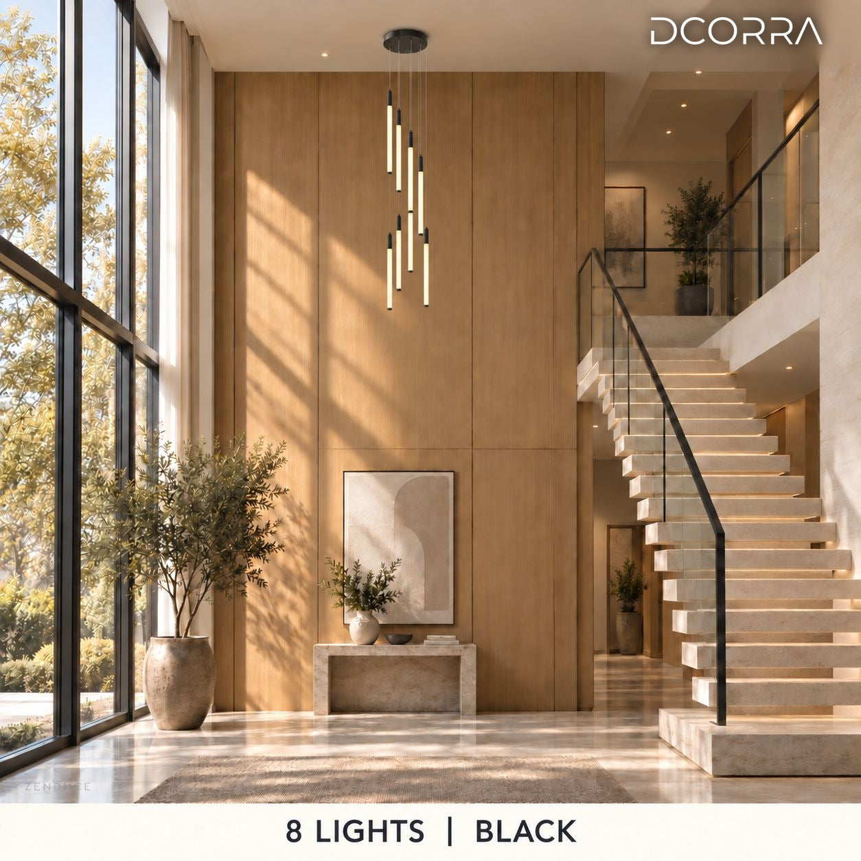 Illuminated Tube Cascade Staircase Chandelier - view 11