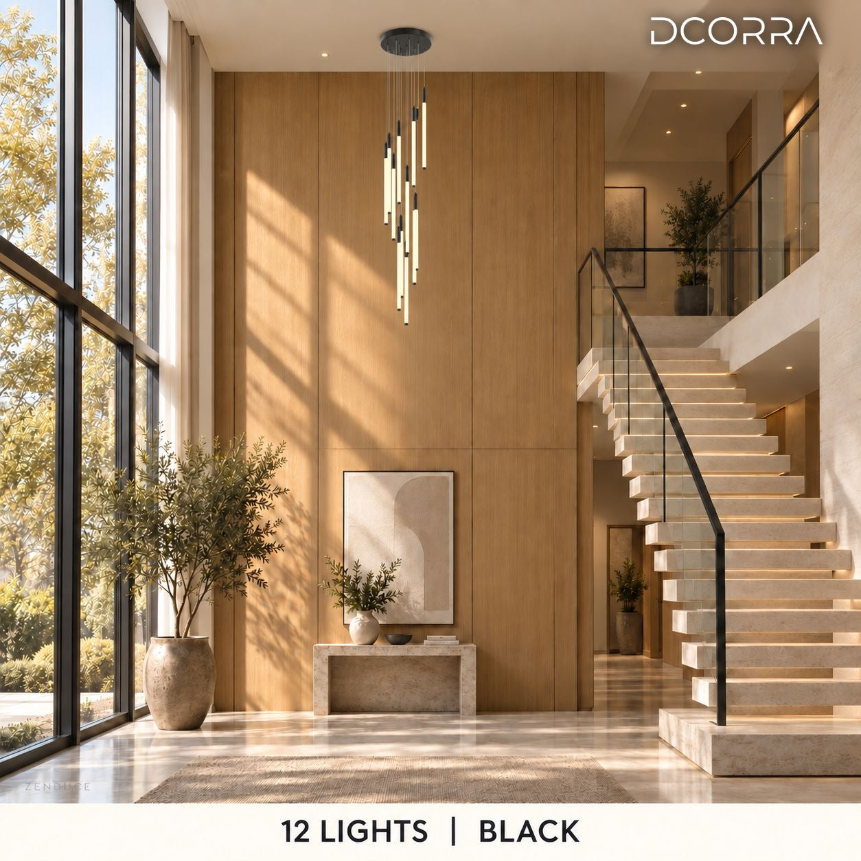 Illuminated Tube Cascade Staircase Chandelier - view 12
