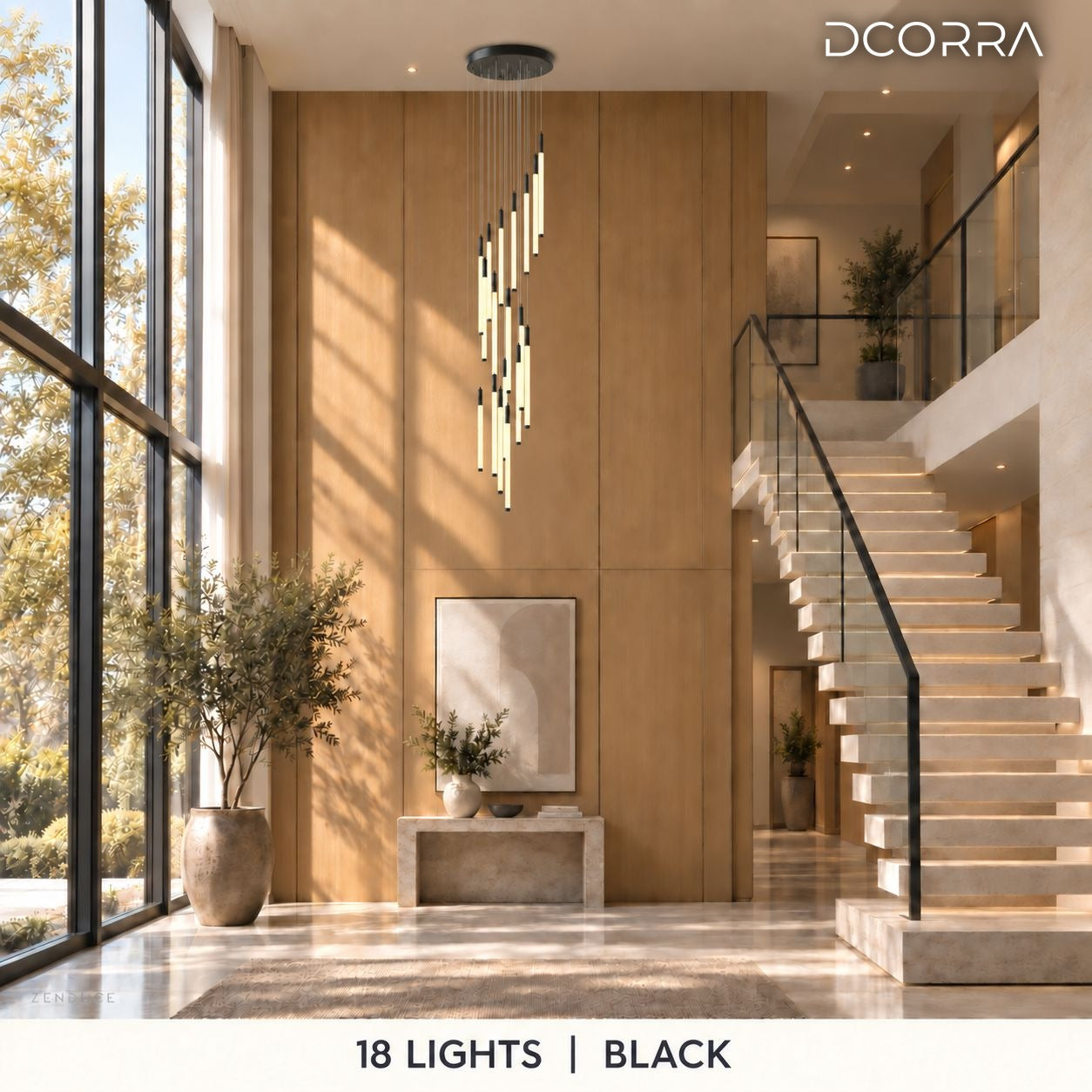 Illuminated Tube Cascade Staircase Chandelier - view 13