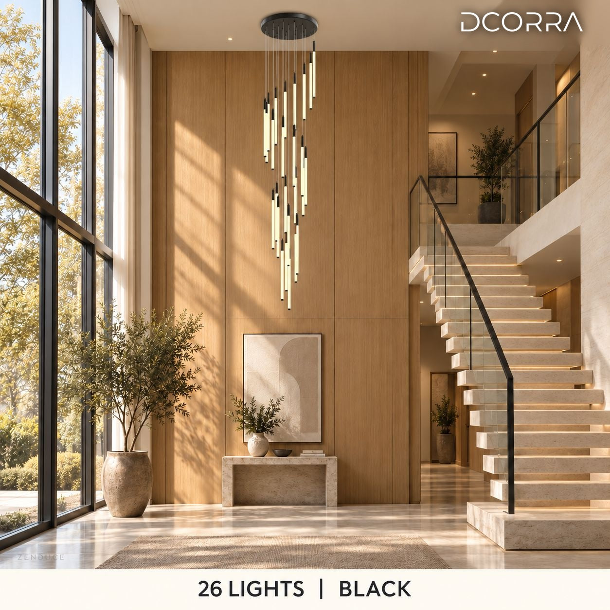 Illuminated Tube Cascade Staircase Chandelier - view 14