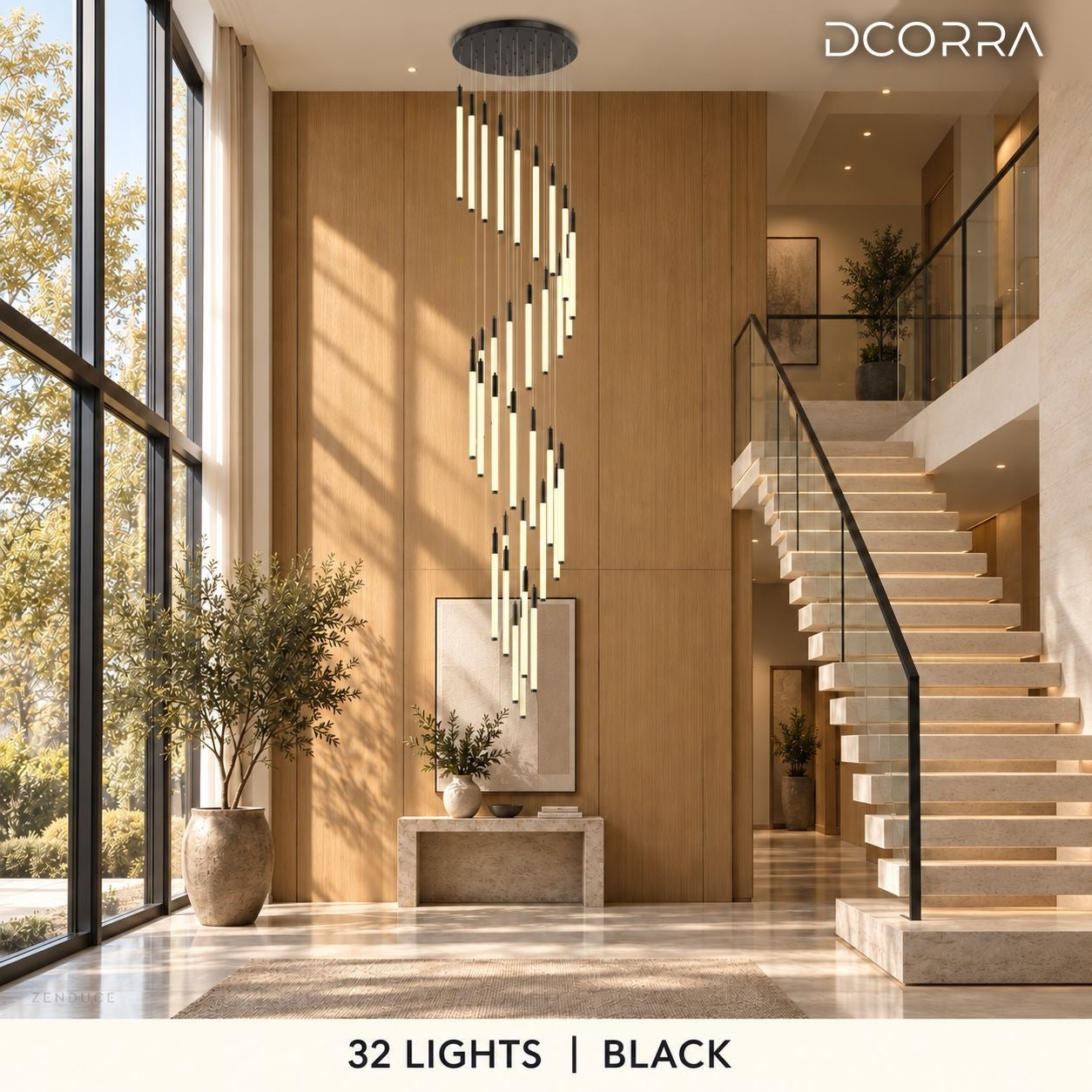 Illuminated Tube Cascade Staircase Chandelier - view 15