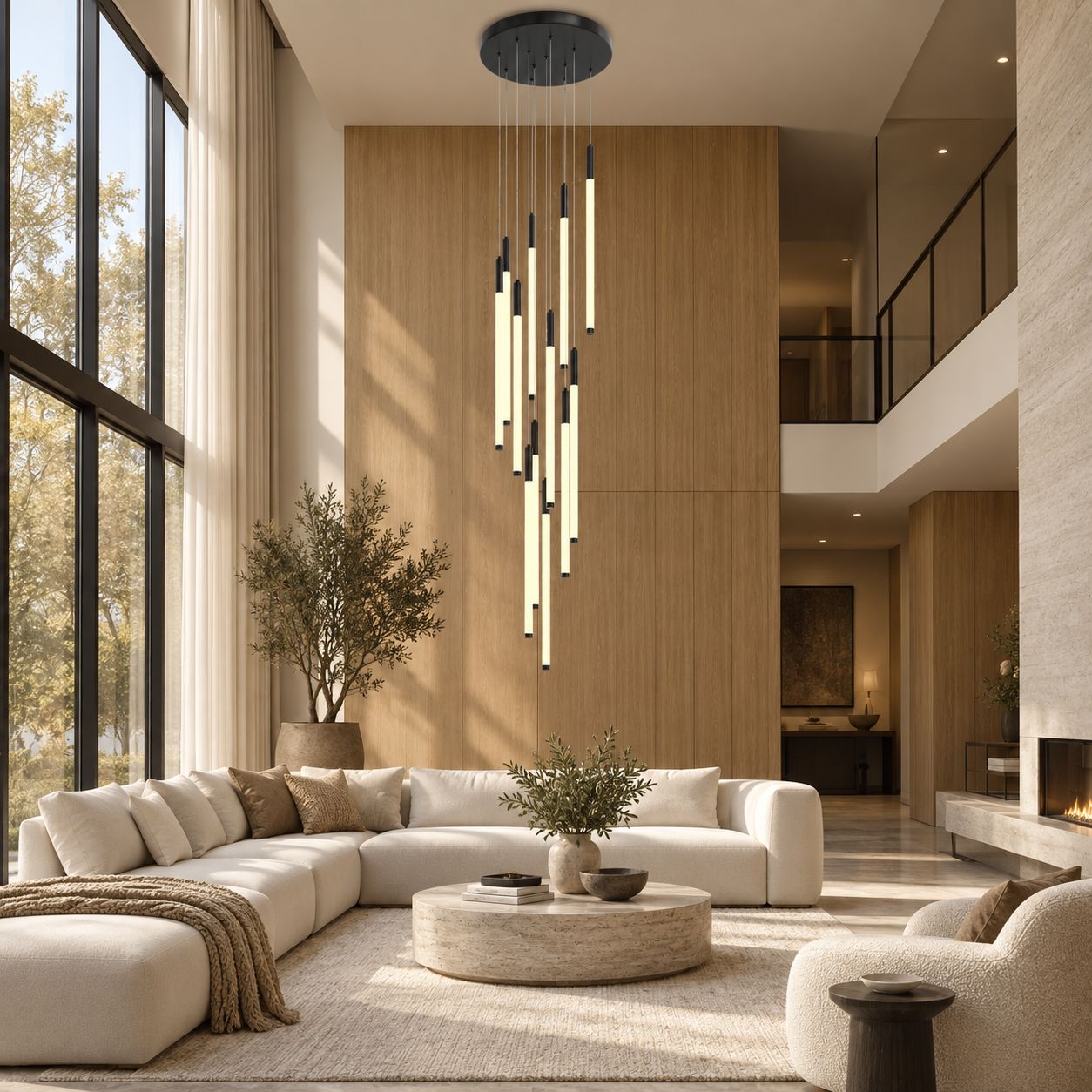Illuminated Tube Cascade Staircase Chandelier - view 6