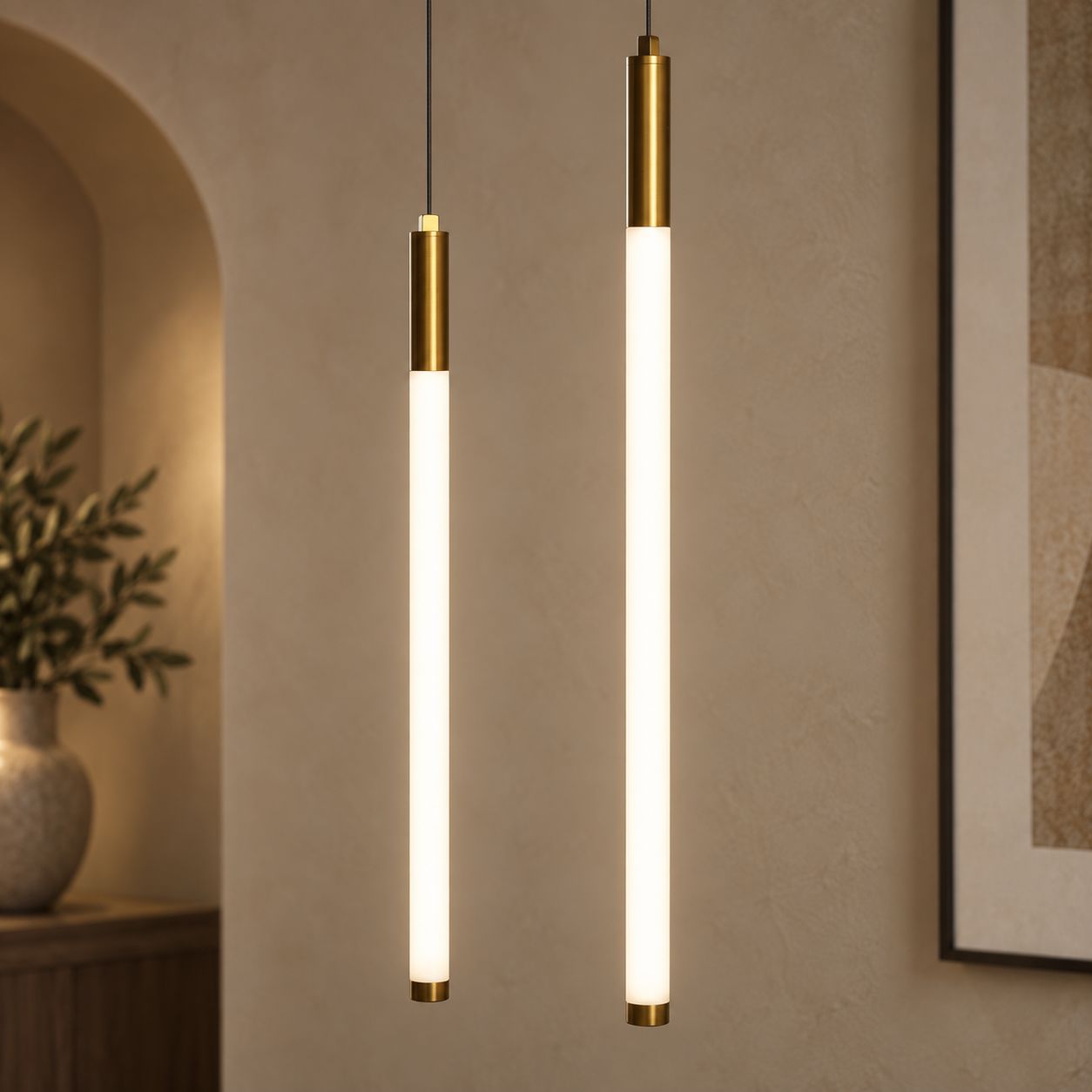 Illuminated Tube Cascade Staircase Chandelier - view 9