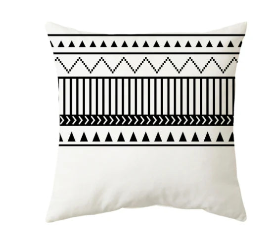 Moroccan Geometric Accent Pillowcase – Leather and Cotton Blend Cushion Cover