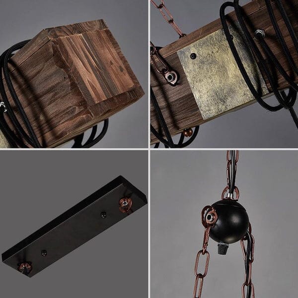 Industrial Wood Beam 10-Light Chandelier - view 10