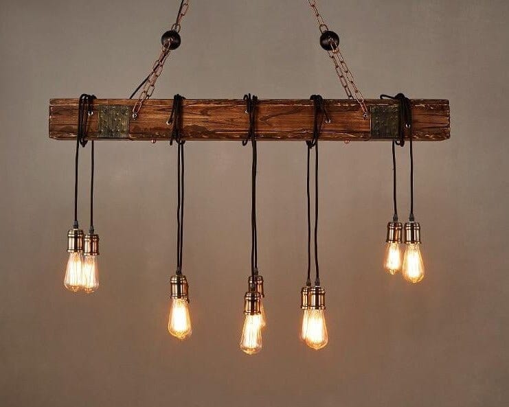 Industrial Wood Beam 10-Light Chandelier - view 4