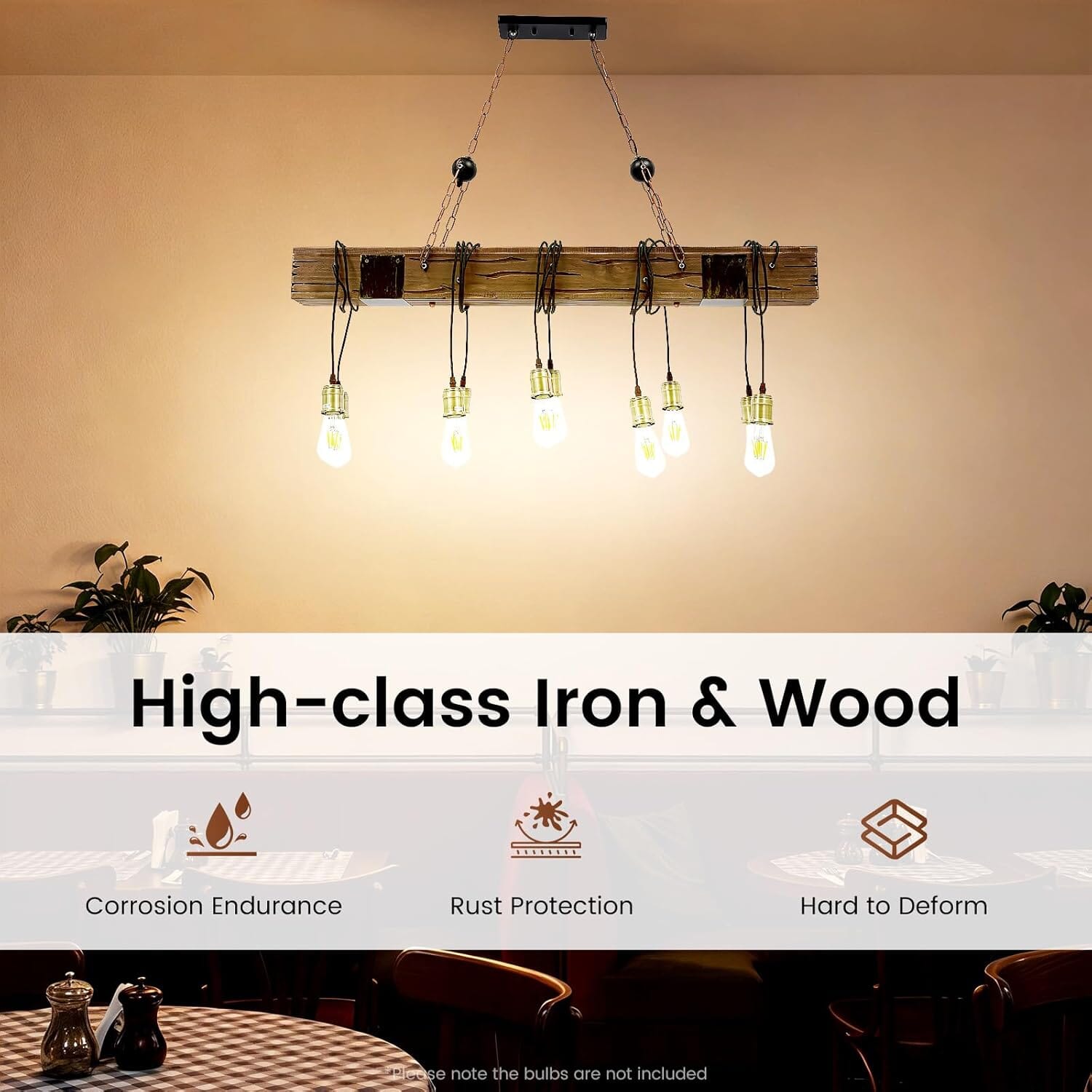 Industrial Wood Beam 10-Light Chandelier - view 5