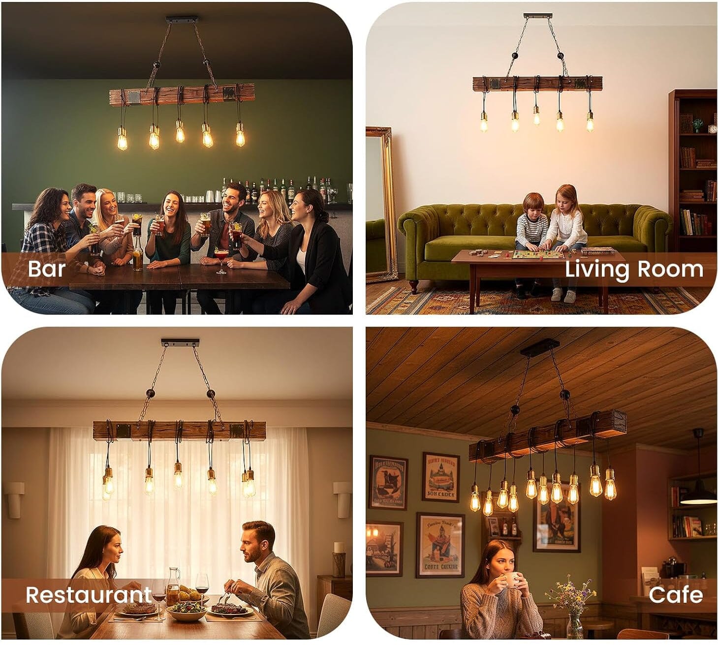 Industrial Wood Beam 10-Light Chandelier - view 6