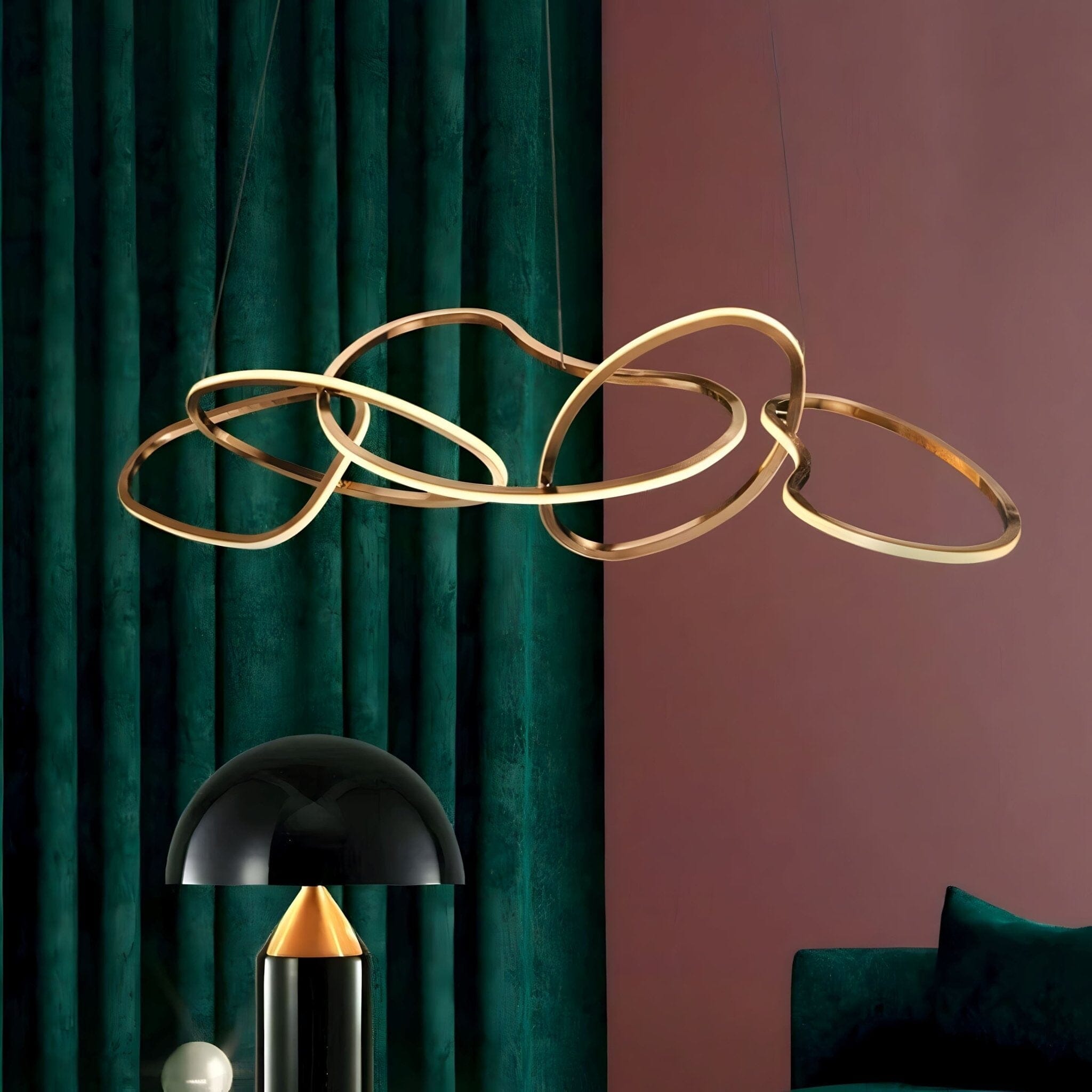 Interlinked Rings LED Linear Chandelier