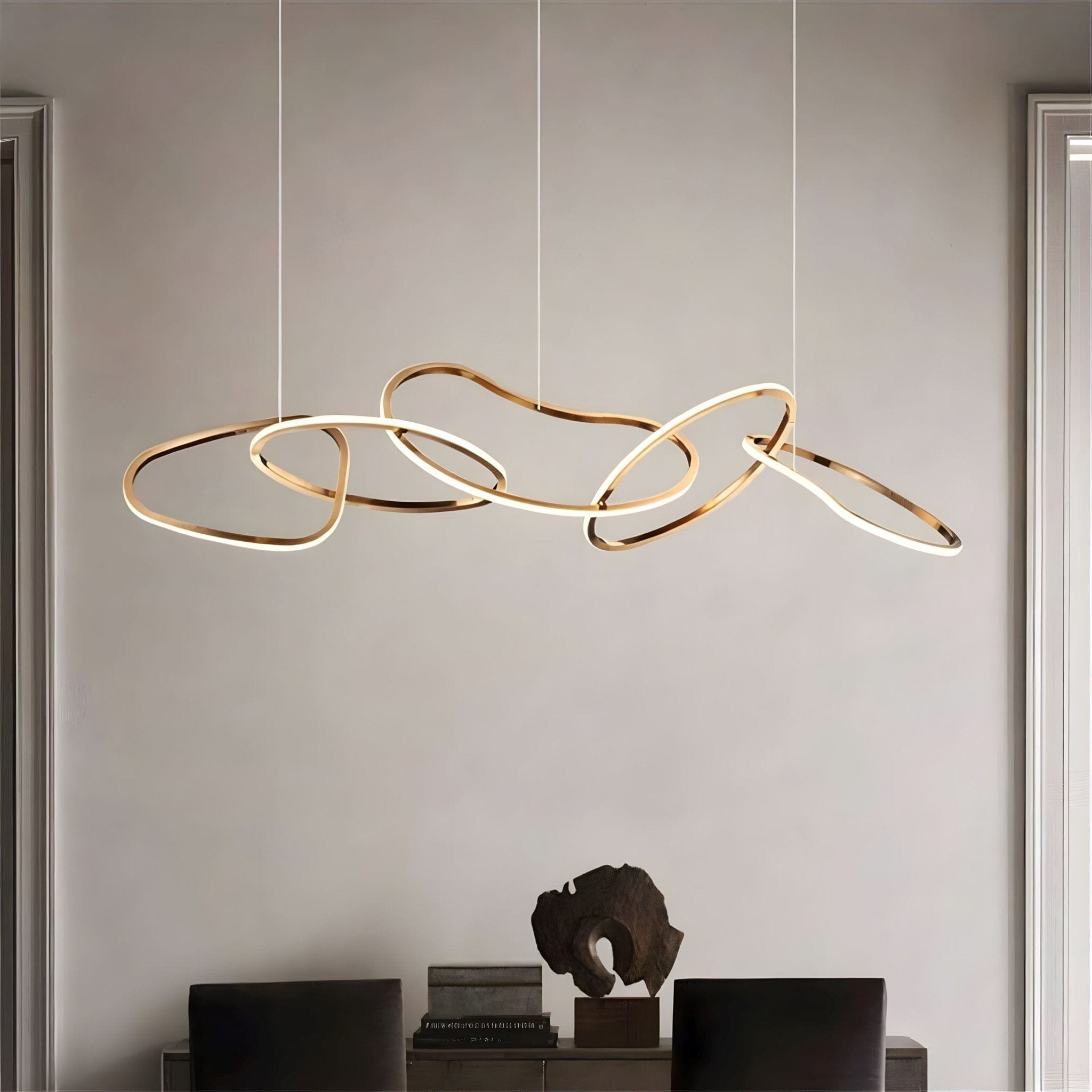 Interlinked Rings LED Linear Chandelier