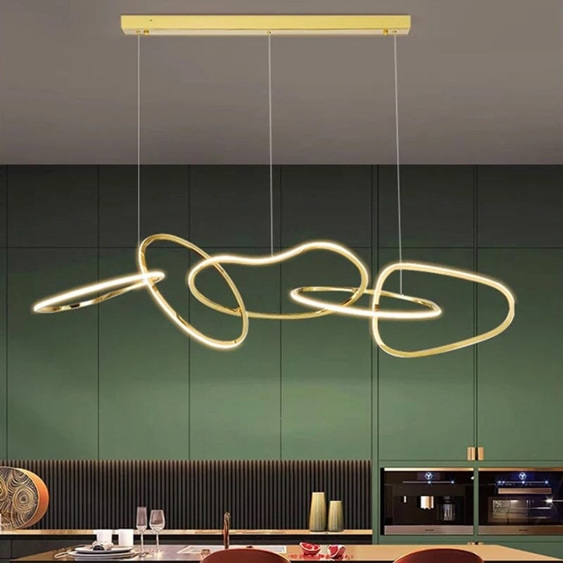 Interlinked Rings LED Linear Chandelier