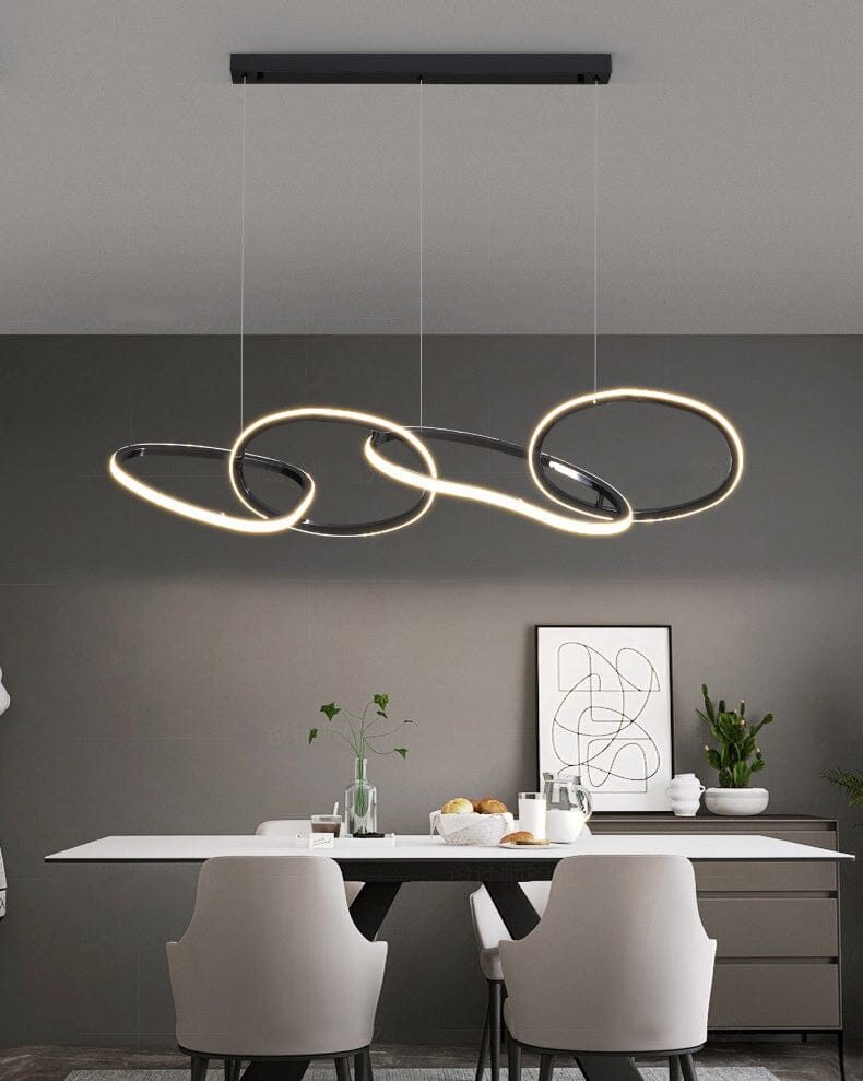 Interlinked Rings LED Linear Chandelier
