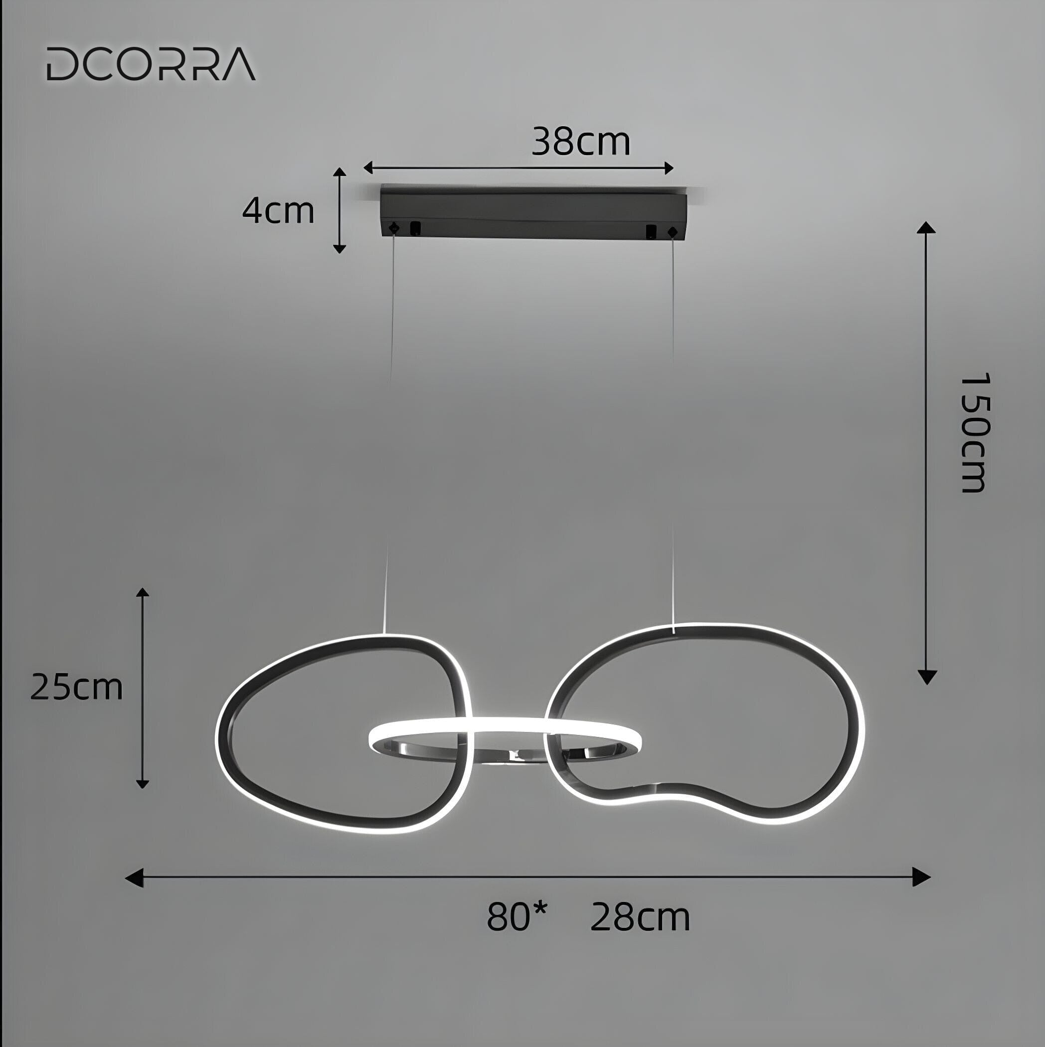 Interlinked Rings LED Linear Chandelier - 3 Rings / Black