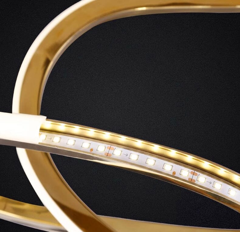 Close-up detail of the Interlinked Rings LED Linear Chandelier