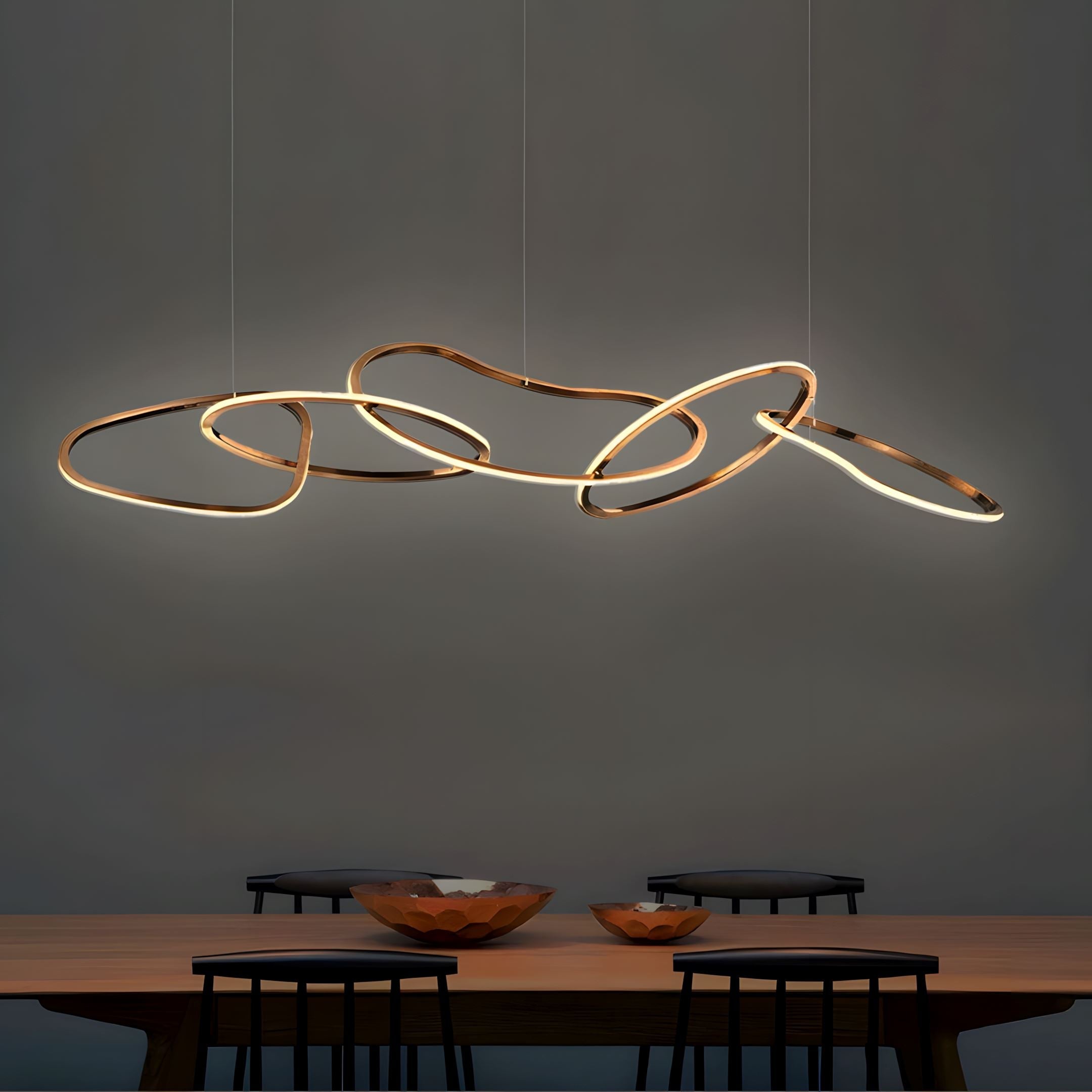 Interlinked Rings LED Linear Chandelier