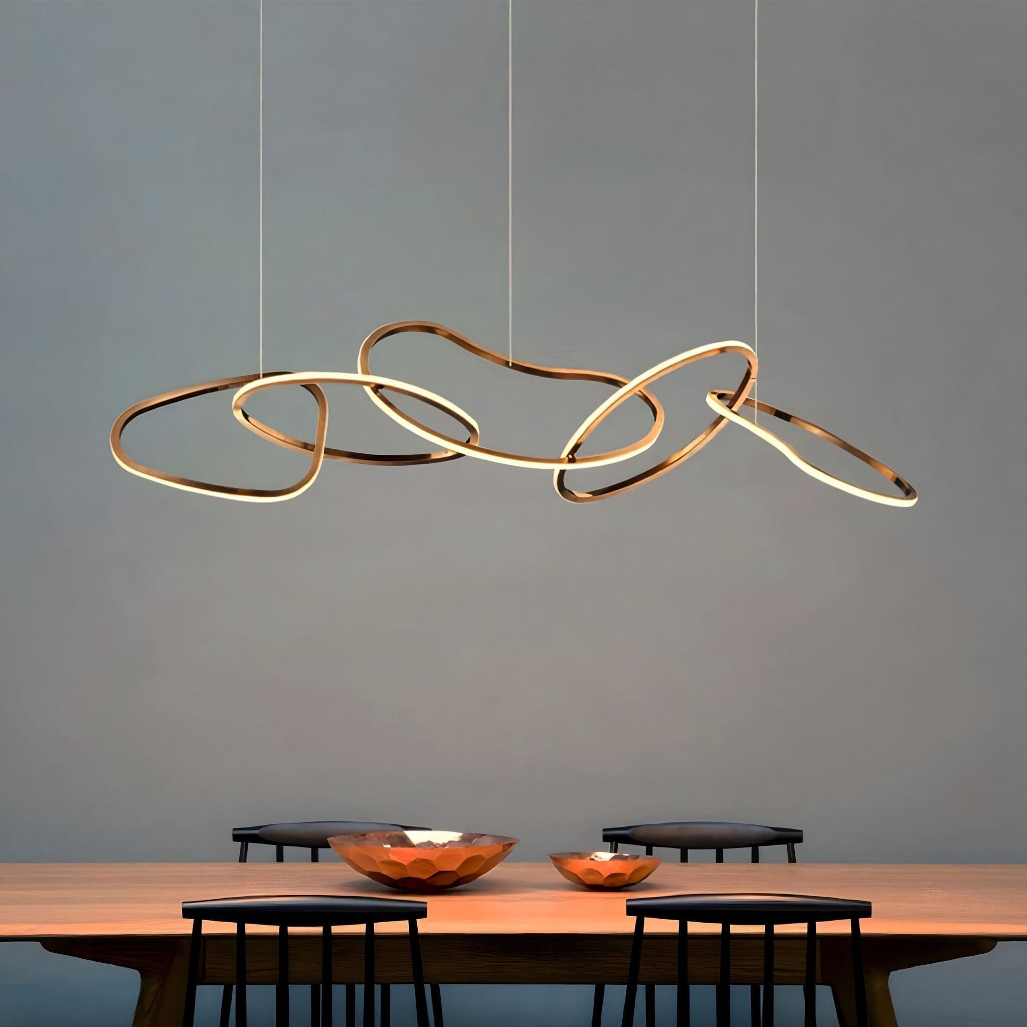 Interlinked Rings LED Linear Chandelier