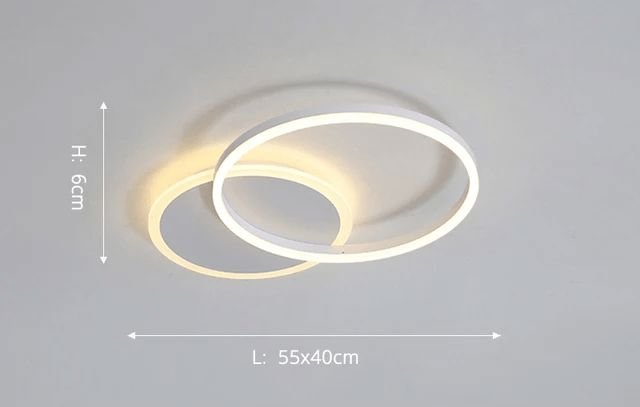 Interlocking LED Rings Ceiling Light - 2 Circles / Black / Cool White