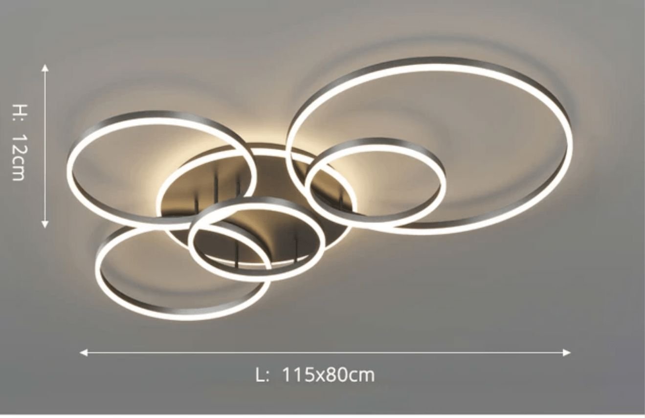 Interlocking LED Rings Ceiling Light - 5 Circles / Black