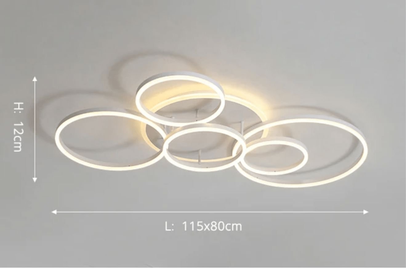 Interlocking LED Rings Ceiling Light - 6 Circles / Grey
