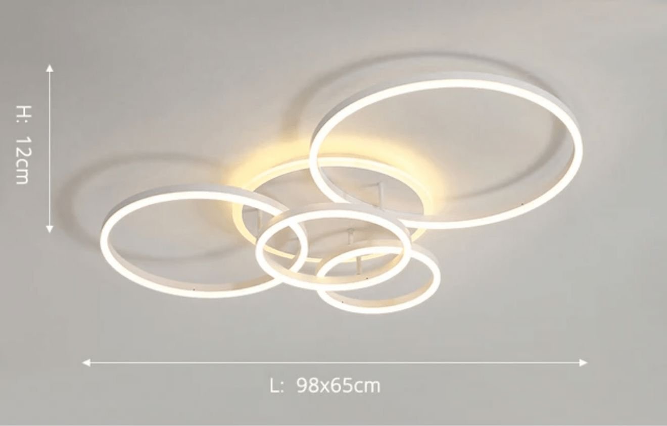 Interlocking LED Rings Ceiling Light - 5 Circles / Grey