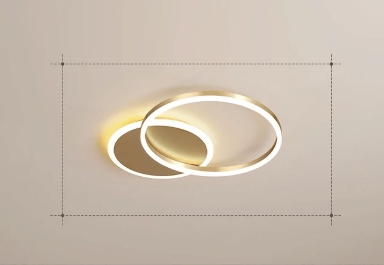 Interlocking LED Rings Ceiling Light - 2 Circles / Gold