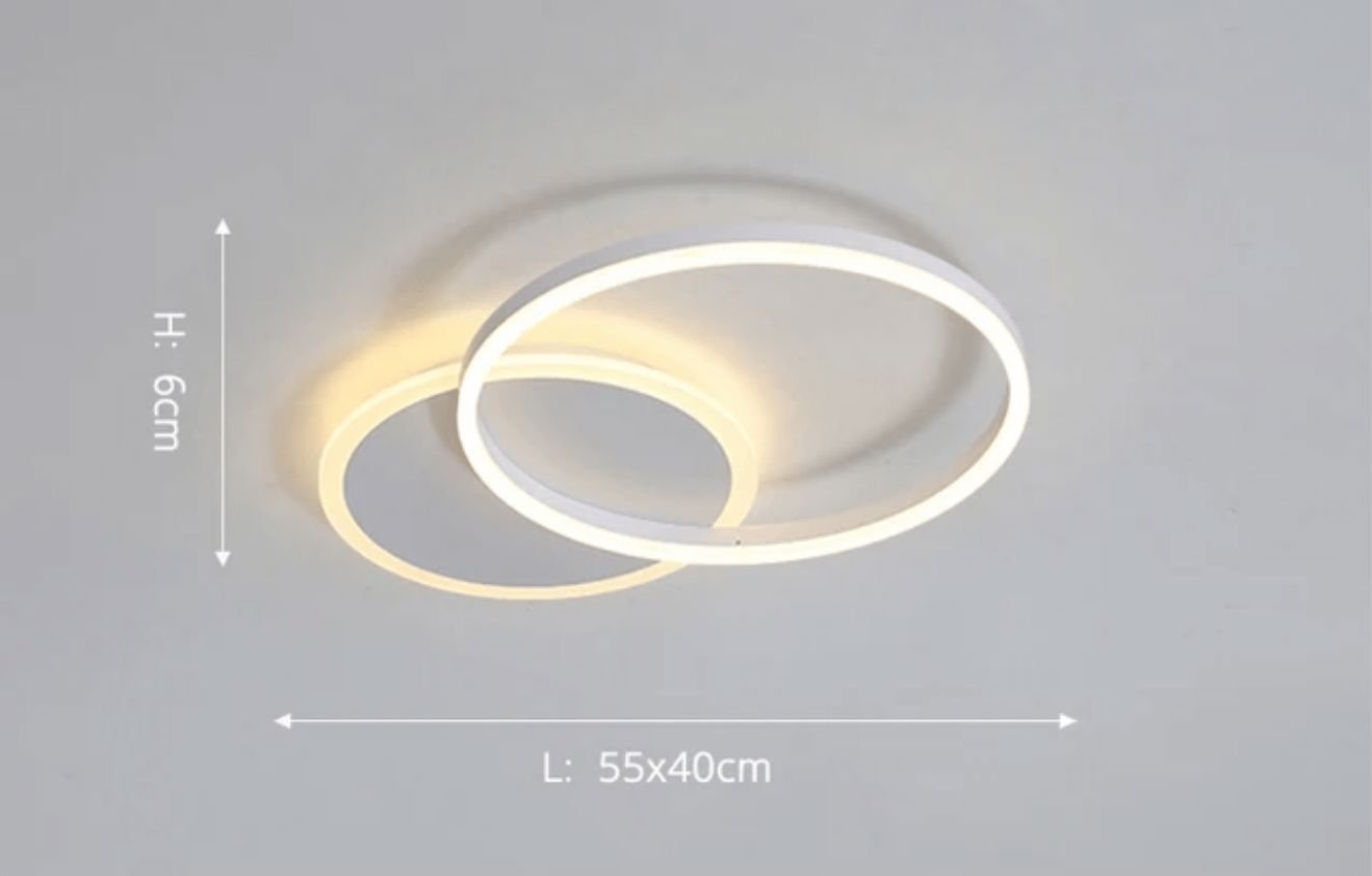 Interlocking LED Rings Ceiling Light - 2 Circles / Grey
