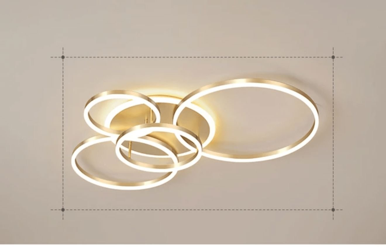 Interlocking LED Rings Ceiling Light - 5 Circles / Gold