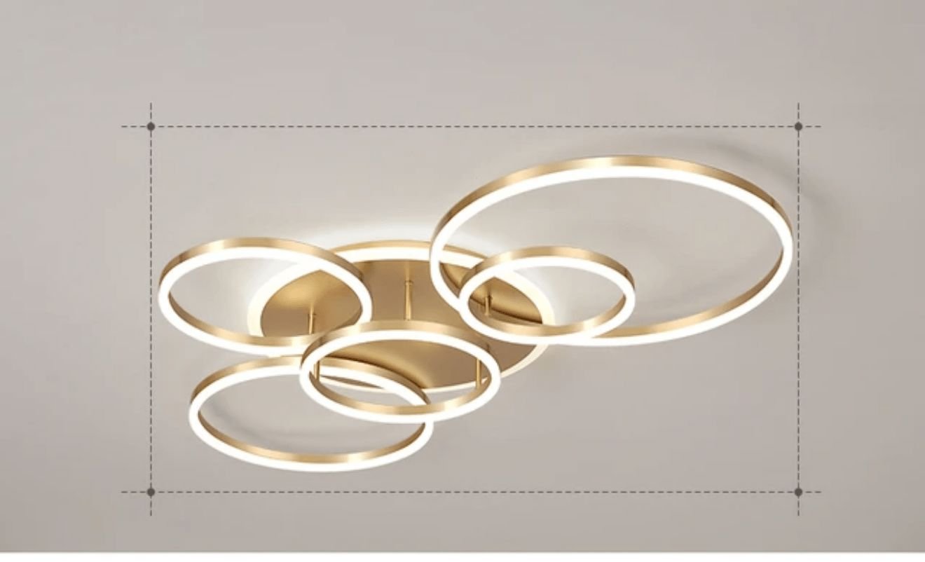 Interlocking LED Rings Ceiling Light - 6 Circles / Gold