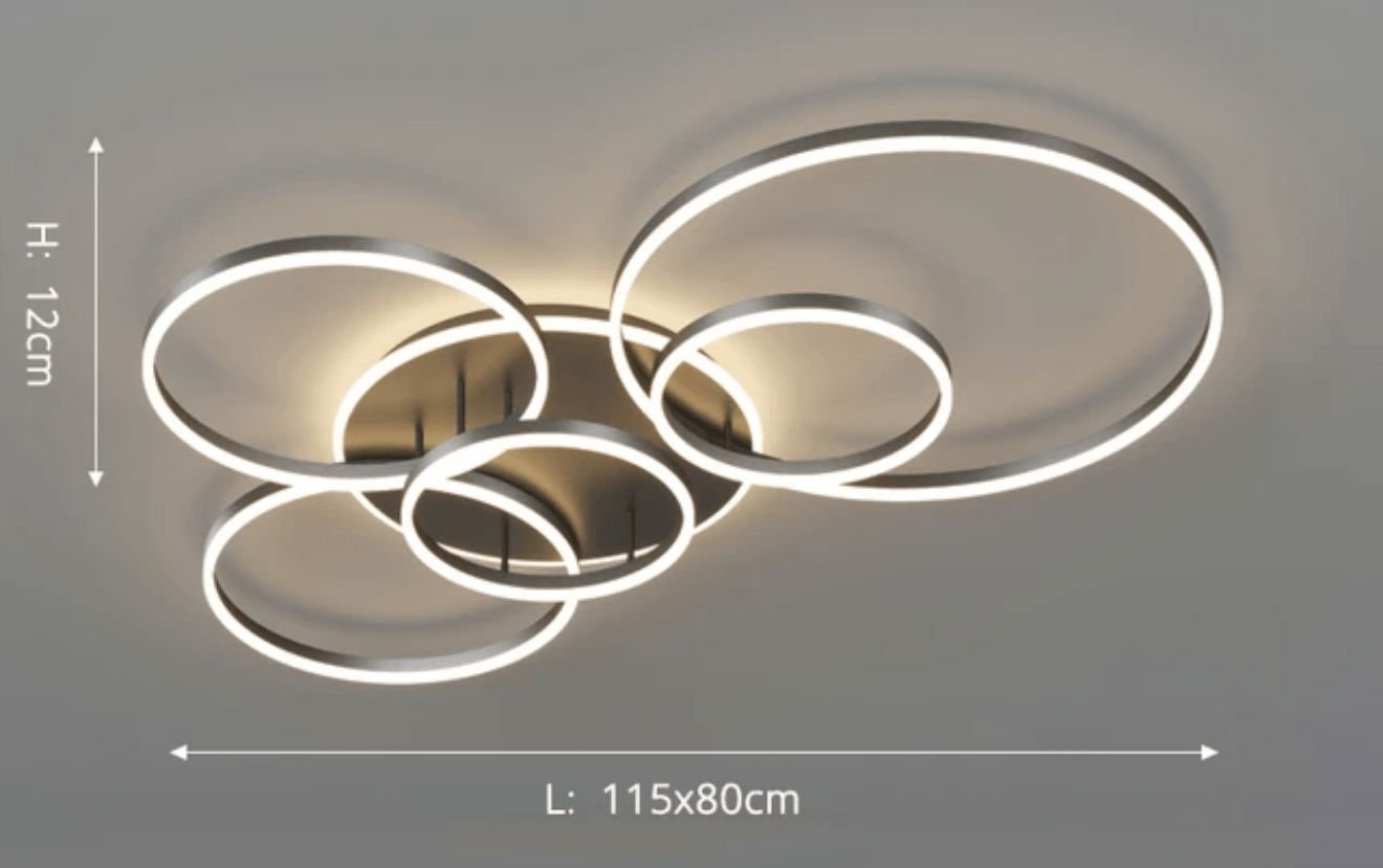 Interlocking LED Rings Ceiling Light - 6 Circles / Black