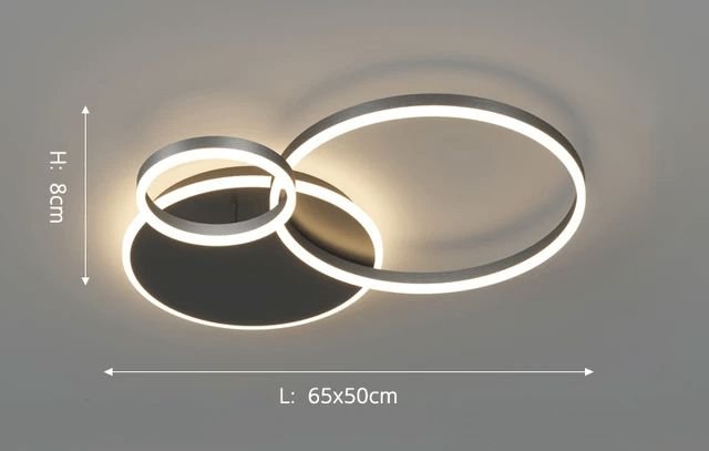 Interlocking LED Rings Ceiling Light - 3 Circles / Black / RC Changeable + Dimmable