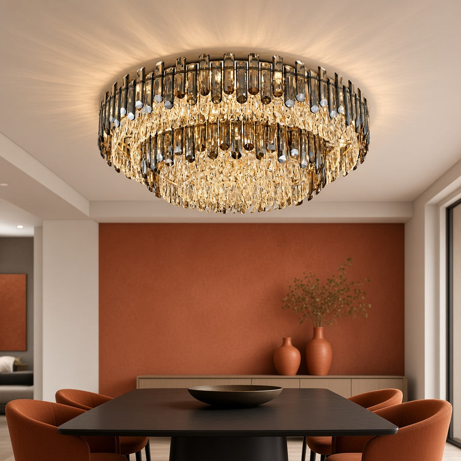 Irregular Cut K9 Crystal Round Chandelier