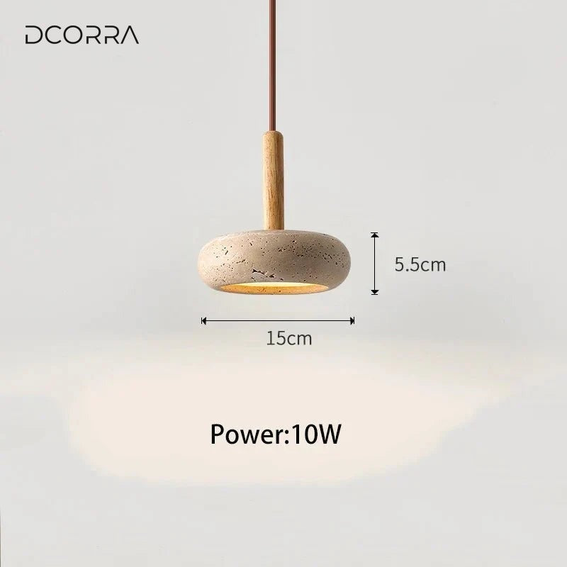 Japanese Stone and Wood Pendant Light - variant