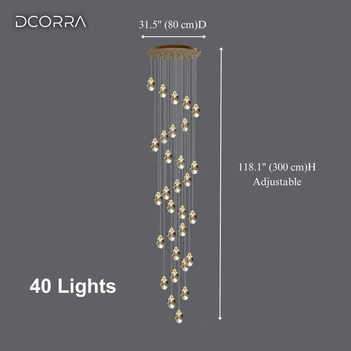 K9 Crystal Diamond Cascade Chandelier - 40