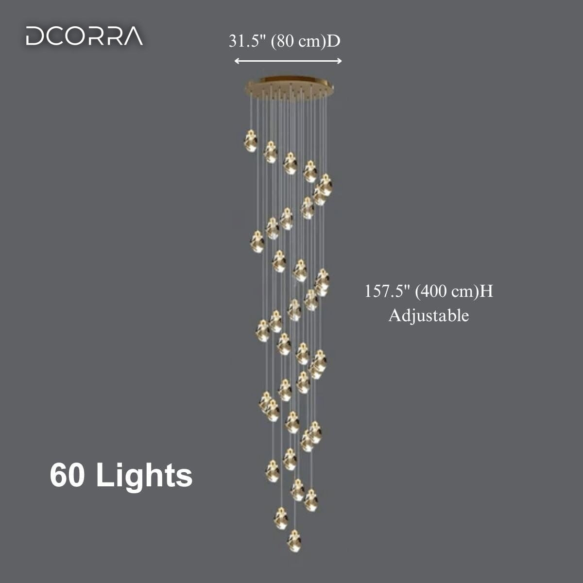 K9 Crystal Diamond Cascade Chandelier - 60