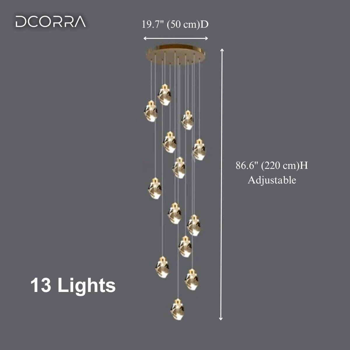 K9 Crystal Diamond Cascade Chandelier - 13