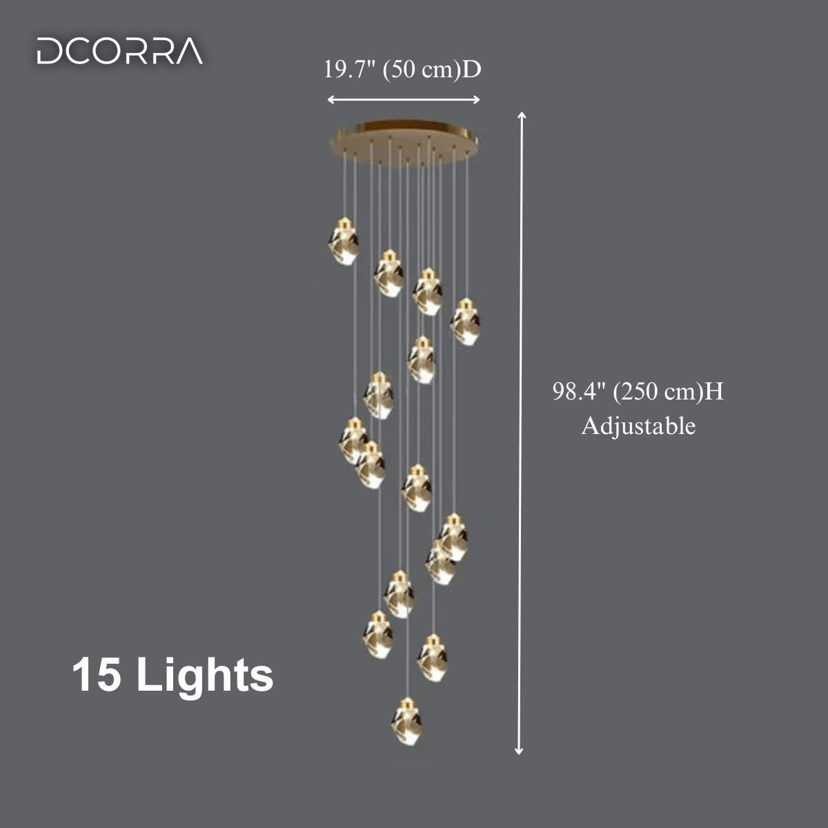 K9 Crystal Diamond Cascade Chandelier - 15