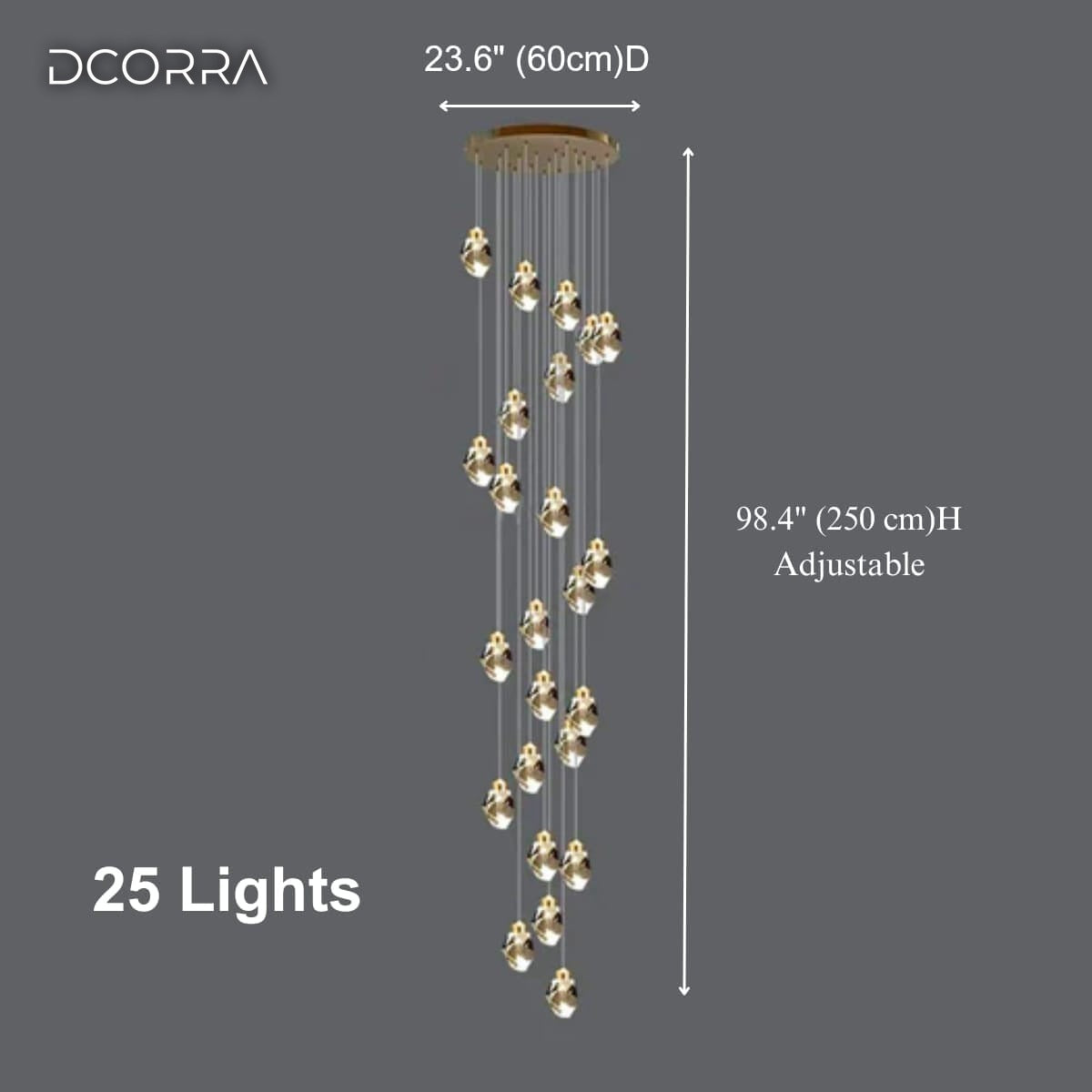 K9 Crystal Diamond Cascade Chandelier - 25