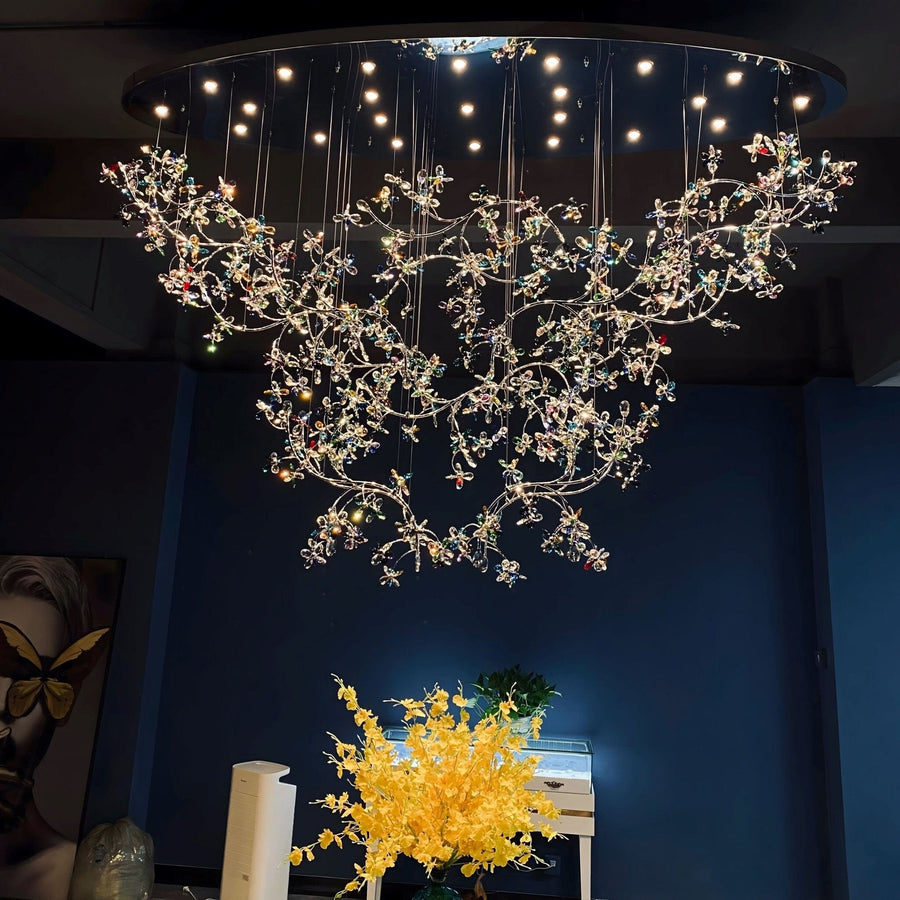 K9 Crystal Flower Linear Chandelier