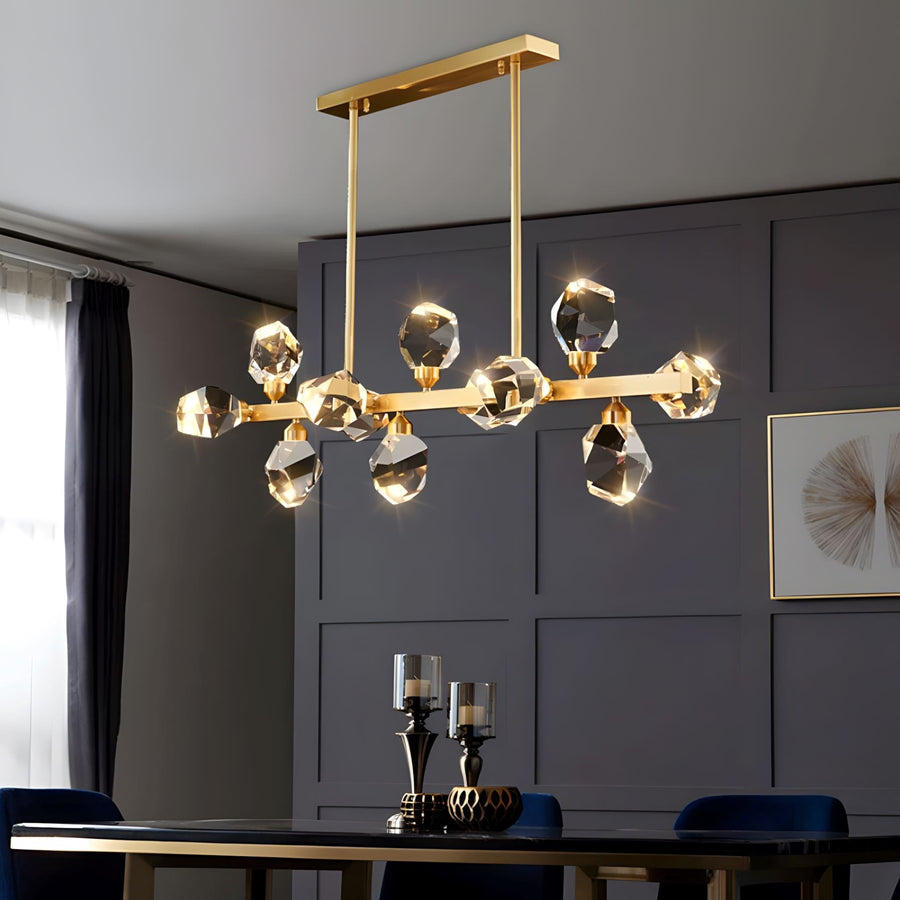 K9 Crystal Linear Chandelier for Dining Room above a dining table