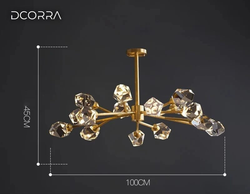 K9 Crystal Rock Semi-Flush Chandelier - 15 Lights