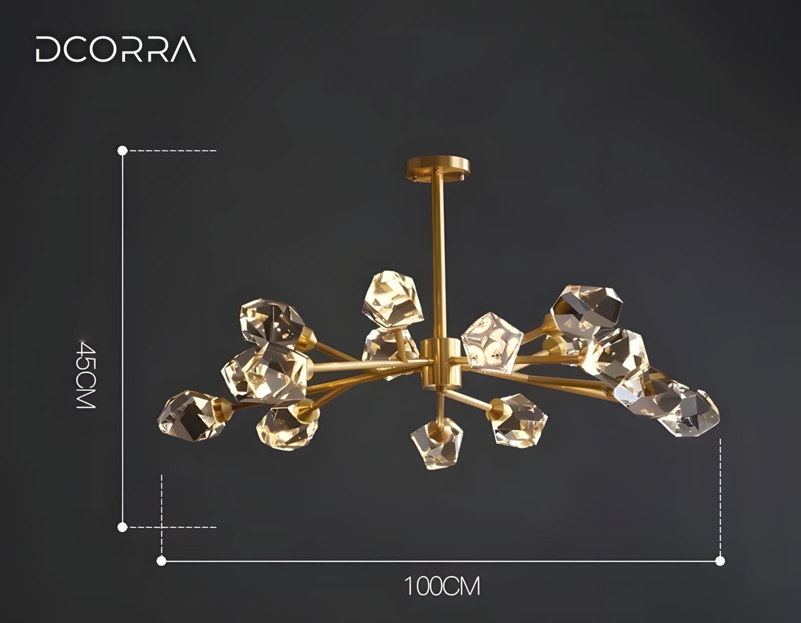 K9 Crystal Rock Semi-Flush Chandelier - 12 Lights