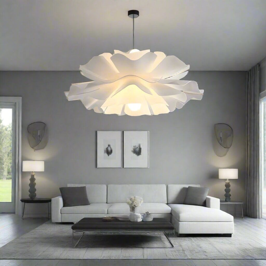 Layered Acrylic Flower Pendant Light in a living room