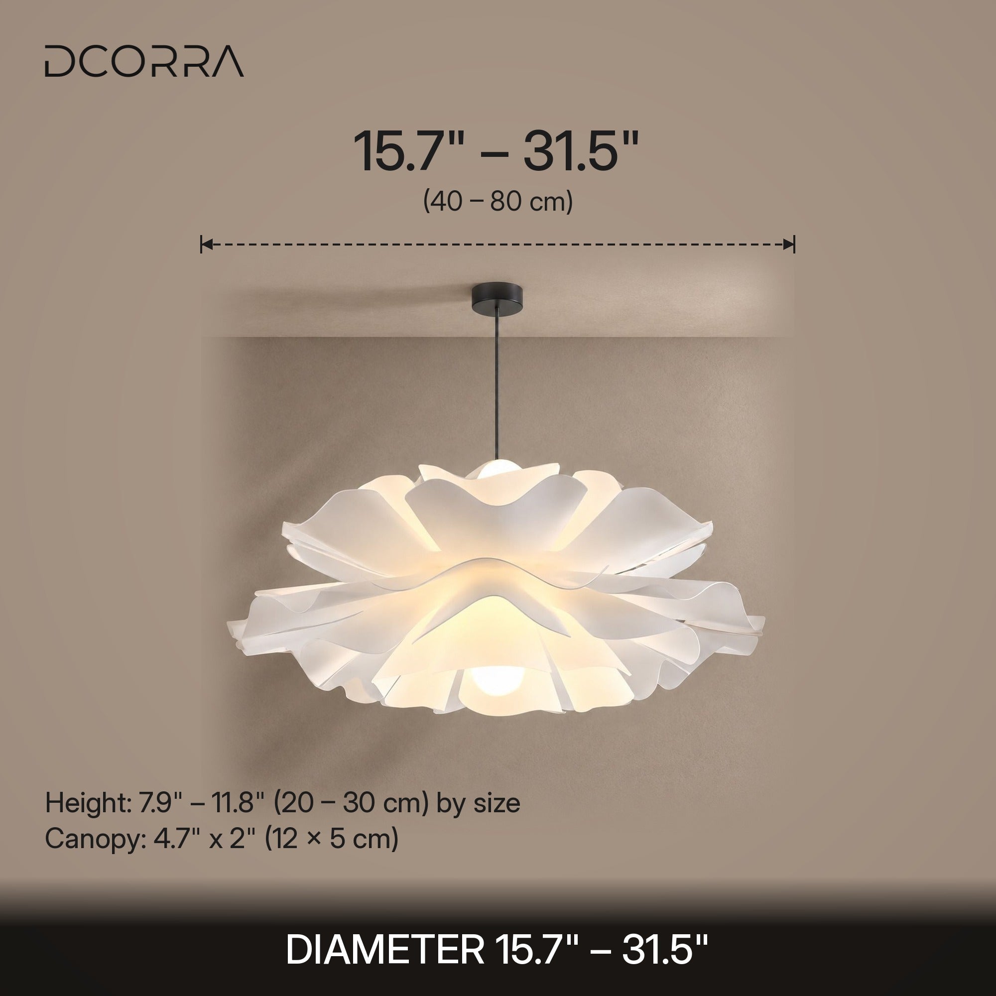 Layered Acrylic Flower Pendant Light - dimensions