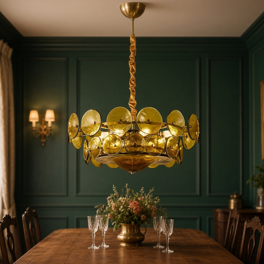 Layered Glass Disc Chandelier