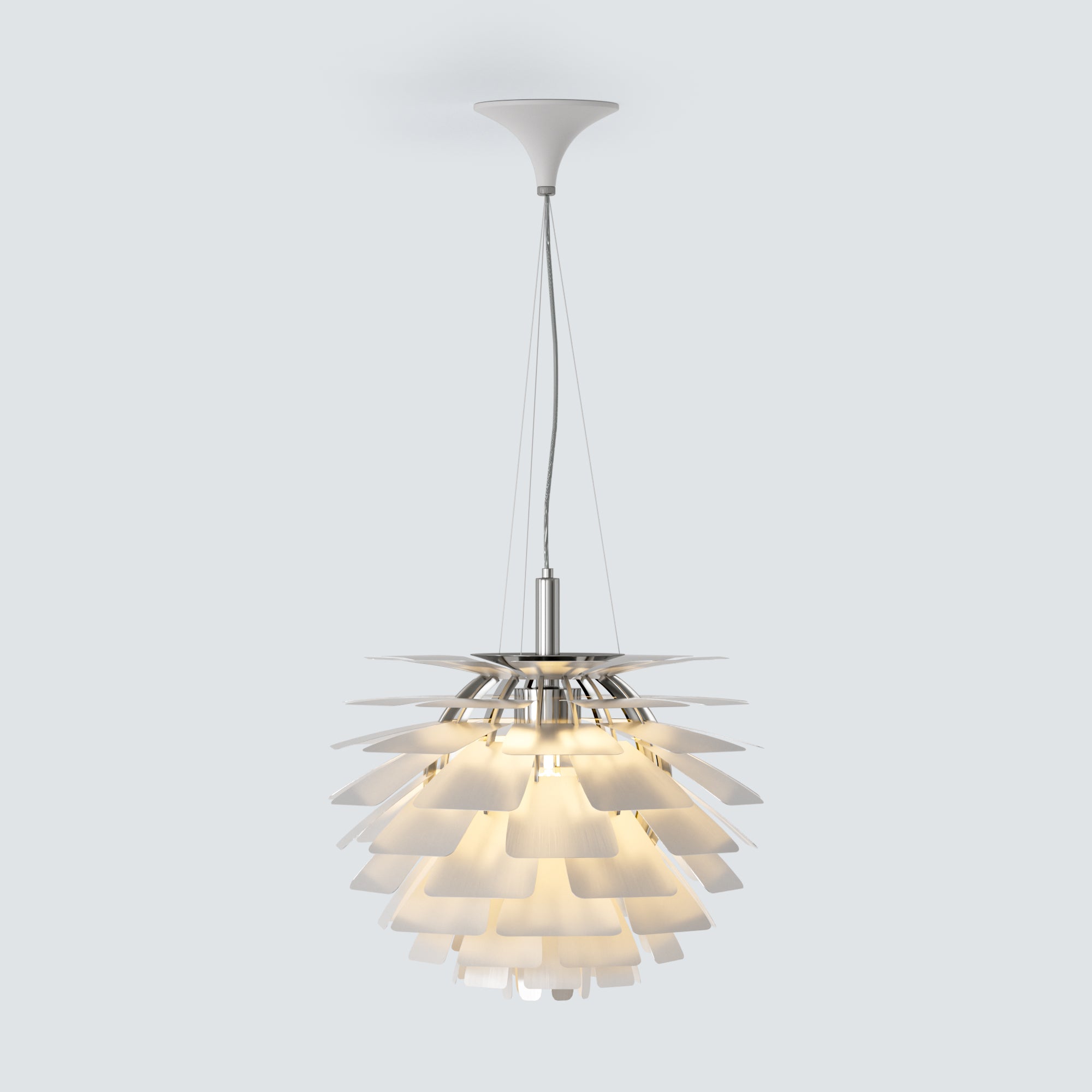 Layered Metal Pine Cone Pendant Light - White / Warm White