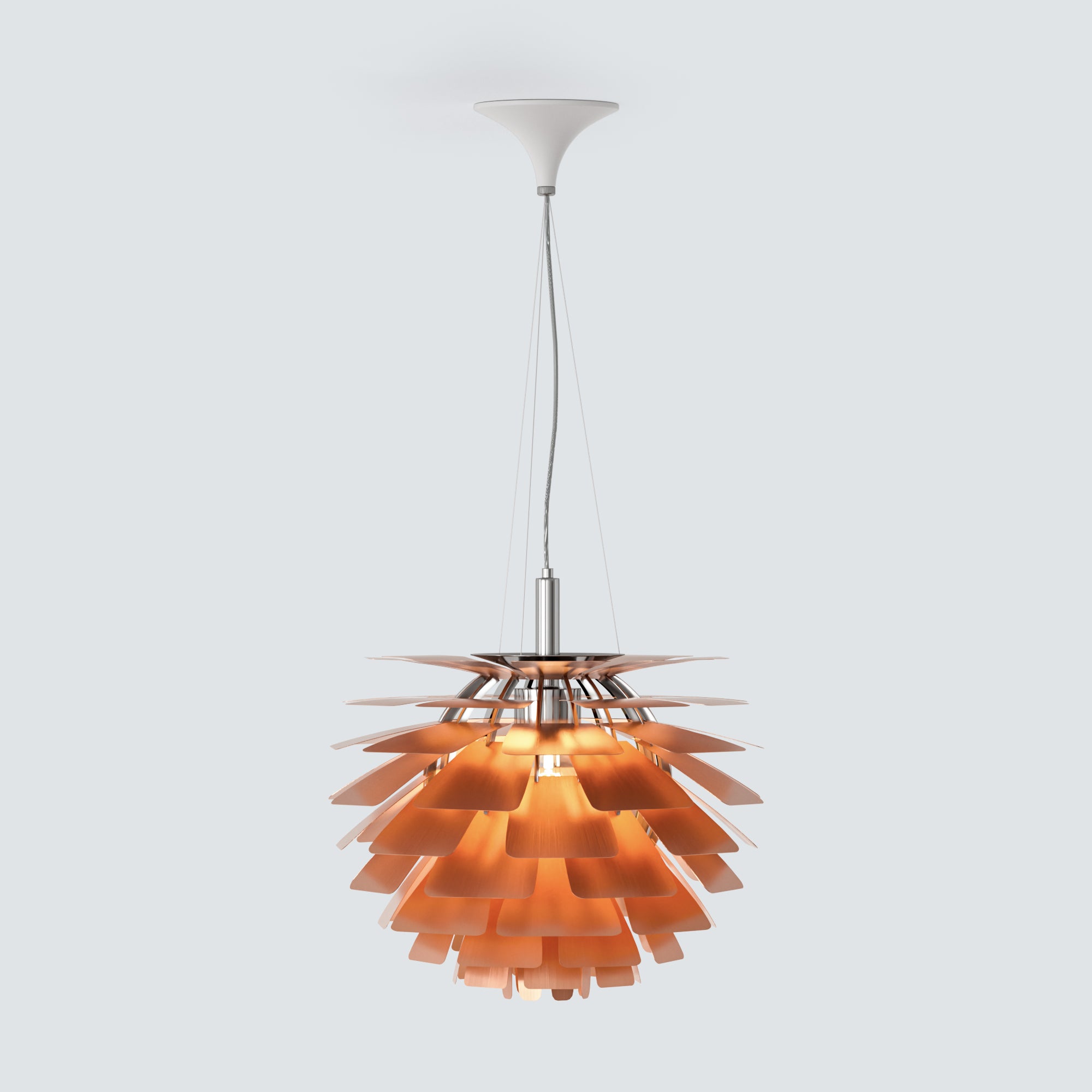 Layered Metal Pine Cone Pendant Light - Plated Copper / Warm White