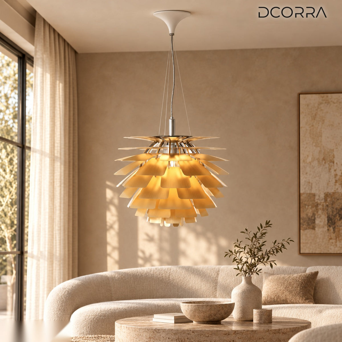Layered Metal Pine Cone Pendant Light