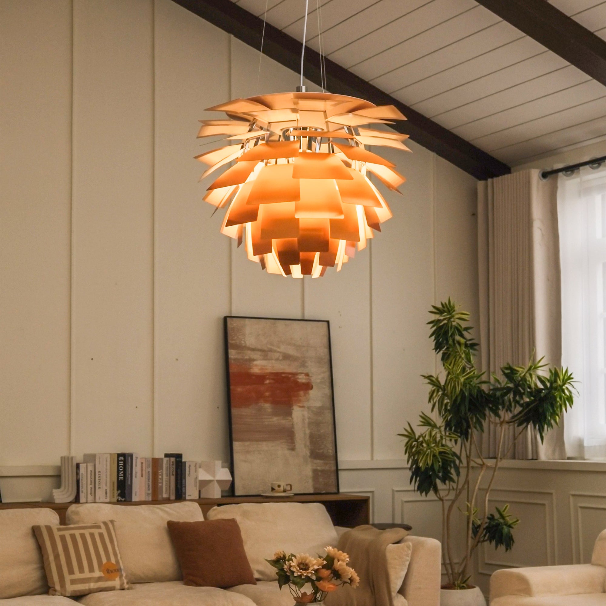 Layered Metal Pine Cone Pendant Light